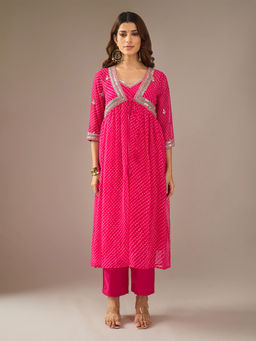 Samyukta Singhania - Mothra Georgette Embroidered Pink Kurta with Pant and Shrug