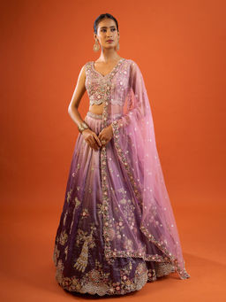 Samyukta Singhania - Sequinned Tissue Pink Lehenga with Blouse and Dupatta