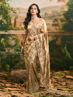 Samyukta Singhania - Banarsi Tissue Gold Saree with Stitched Blouse