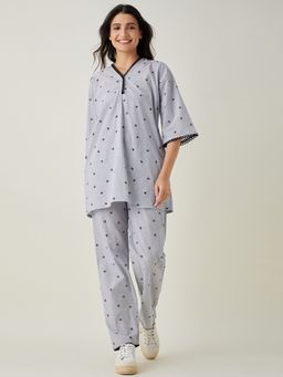 The Kaftan Company - Black And White Perfectly Chic Cat Co-ord (Set of 2)