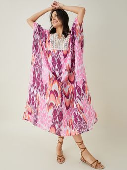 The Kaftan Company - Aztec Printed Kaftan Cover-Up With Lace