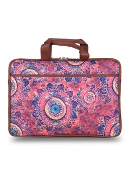 Zouk - Unisex Indian Fabric Vegan Leather Pink Laptop Sleeve, MacBook and Chromebook