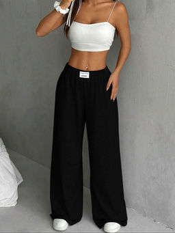 Outzidr - Black Solid Street Style Sweatpants