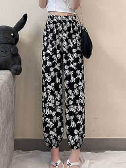 Outzidr - Black Printed Graphic Streetwear Joggers