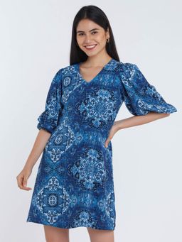 Zink London - Women Blue Folklore Printed Dress