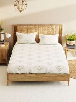 BIANCA - Super Soft 100% Cotton King Bedsheet with 2 Pillow Covers Beige (Set of 3)