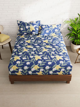 KOPA - Extra Smooth Micro Double Bedsheet with 2 Pillow Covers Blue (Set of 3) (Queen)