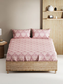 BIANCA - Soft 100% Natural Cotton, King Size Double Bedsheet with 2 Pillow Covers Wine (Set of 3)