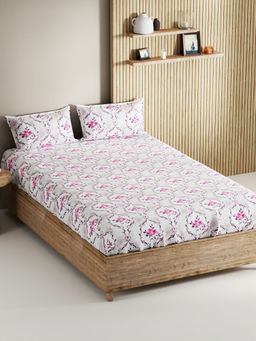 BIANCA - Soft 100% Natural Cotton, King Size Double Bedsheet with 2 Pillow Covers Pink (Set of 3)