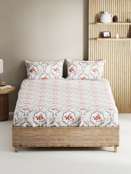BIANCA - Soft 100% Natural Cotton, King Size Double Bedsheet with 2 Pillow Covers Orange (Set of 3)
