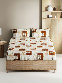 BIANCA - Soft 100% Natural Cotton, King Size Double Bedsheet with 2 Pillow Covers Brown (Set of 3)