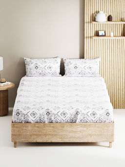 BIANCA - Natural Cotton, King Size Double Bedsheet with 2 Pillow Covers Multi-Color (Set of 3)