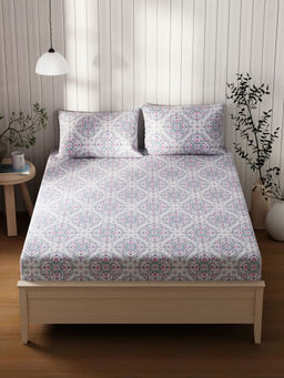 KOPA - Extra Smooth Cotton Double Bedsheet with 2 Pillow Covers Multi-Color (Set of 3) (Queen)