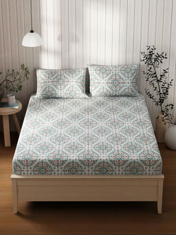 KOPA - Extra Smooth Cotton Double Bedsheet with 2 Pillow Covers Multi-Color (Set of 3) (Queen)