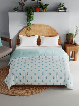 BIANCA - Extremely Soft 100% Muslin Cotton Dohar with Pure Cotton Flannel Filling Turquoise (Queen)