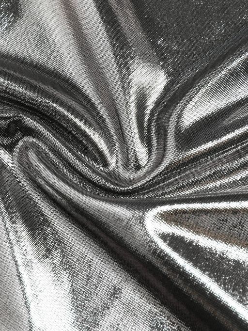Buy Cider Silver High Neck Metallic Ruched Midi Dress (S) Online