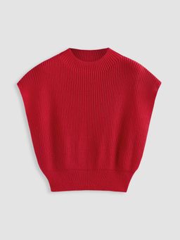 Cider - Red Curve & Plus Solid High Neck Knit Vest Top