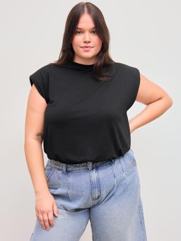 Cider - Black Curve & Plus Jersey Round Neck Solid Bodysuit