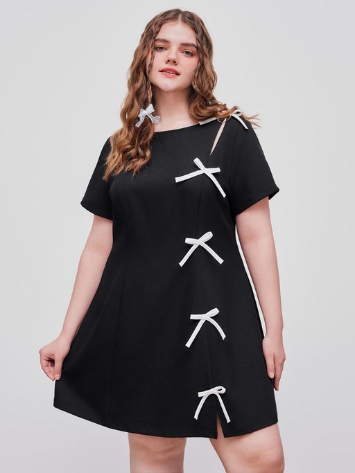 knee length dresses for ladies Curve Flaunter V-Neck Ruffle Mini Dress main image 0