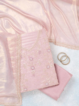 Koskii - Lavender Tissue Unstitched Top & Bottom with Dupatta