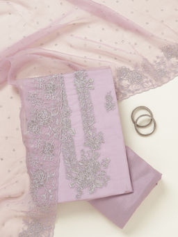 Koskii - Lavender Tissue Unstitched Top & Bottom with Dupatta