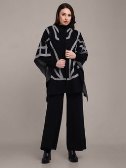 IKI CHIC - Black Long Sleeve Top with Kaftan Shrug and Pants (Set of 3)