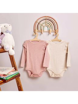 Softsens Baby - Cotton Bodysuits - Pink & Off-White (Pack of 2)