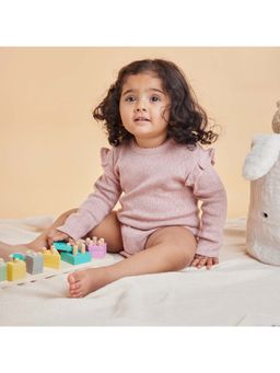 Softsens Baby - Cotton Full Frill Sleeves Rose Bodysuit - Pink