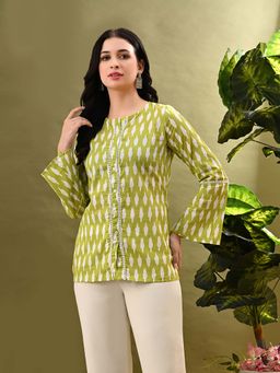 MYSHKA - Green Printed Tunic with Lace