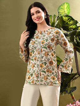 MYSHKA - Multi-Color Flower Printed Tunic with Lace