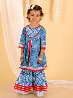 The Mom Store - True Blue Girls Anarkali Kurta Sharara (Set of 2)