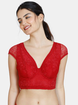 Zivame - Love Stories Padded Wired Full Coverage Blouse Bra - Chilli Pepper - Red