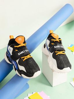 Truffle Collection - Unisex Black Synthetic Leather Lace-Up Closure Basketball Shoes