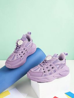 Truffle Collection - Unisex Purple Synthetic Leather Rotating Sneakers