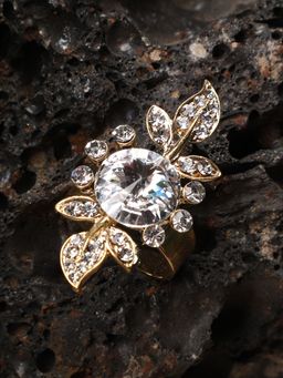 Anika's Creations - Anika's Creation Stone Studded Gold Plated Designer Ring