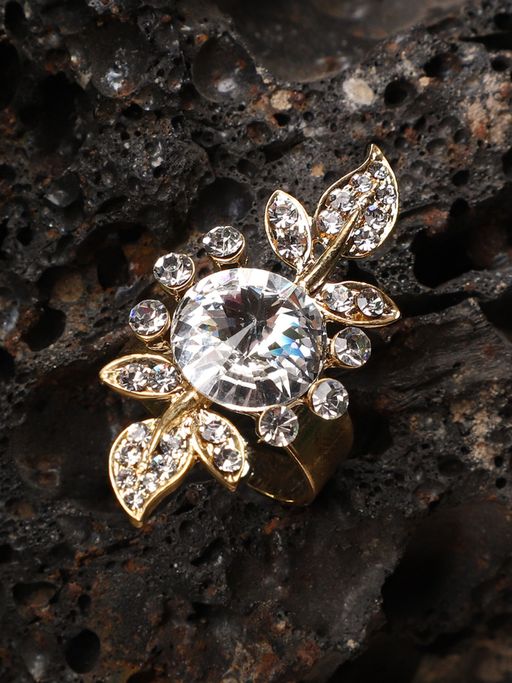 Anika's Creations Anika's Creation Stone Studded Gold Plated Designer Ring