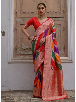 Mirraw - Multicolor Banarasi Art Silk Woven Saree with Unstitched Blouse