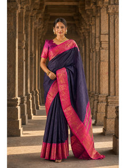 AMRUTKALA SAREES - Blue Designer Silk Kanjivaram Saree with Unstitched Blouse