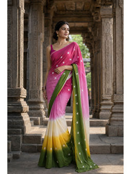 AMRUTKALA SAREES - Multicolor Designer Printed Saree with Unstitched Blouse