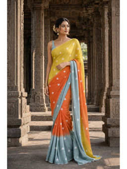 AMRUTKALA SAREES - Multicolor Designer Linen Printed Saree with Unstitched Blouse