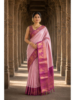 AMRUTKALA SAREES - Pink Designer Silk Kanjivaram Saree with Unstitched Blouse