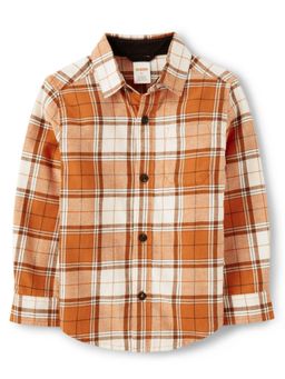 Gymboree - Boys Orange Collared Shirt with Checks (5-6 Years)