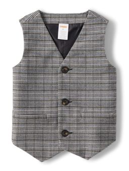 Gymboree - Boys Checks Grey Formal Waistcoat (12-18 Months)