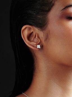 MISS JO - Square Shaped Solitaire Stud Earrings