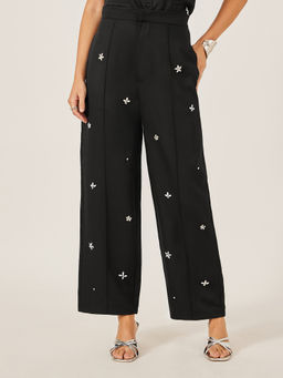 Styli - Women Embroidered Polyester Trouser
