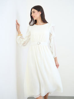 Styli - Women Solid/Plain Polyester Dress with Belt