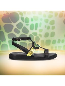 BAGATT - Women Ravenna Black Reptile Print Ankle Strap Sandals