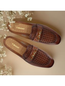 BAGATT - Amalia Navy Blue Cognac Brown Women Slip On Mules