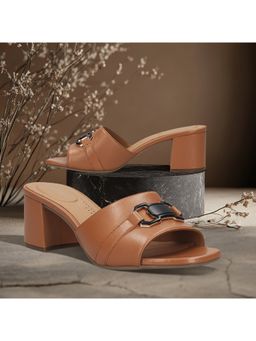 BAGATT - Vanita Women Cognac Brown Leather Block Heels