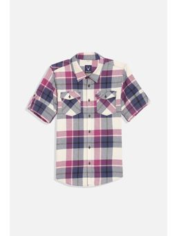 Allen Solly - Boys White Slim Fit Checks Casual Shirt